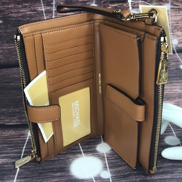 🤎NEW MICHAEL KORS 🤎 BROWN STUDDED DOUBLE ZIP - Picture 11 of 13